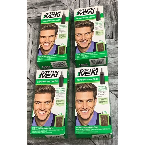 4 Just For Men Gray  Coverage Shampoo-In Color H-30 Light-Medium Brown Hair Dye - Picture 3 of 4